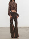 OUDE WAAG 25 Early Autumn Plaid Short Shirt OW-OW-25PF-ST01C1BR048-ZHGW (BR048 Brown and Gray Plaid)